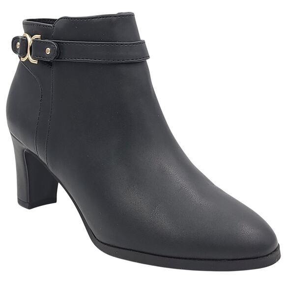 Charter Club Women Pixxy Ankle Dress Booties Size US 6M Black Faux Leather - Picture 1 of 7